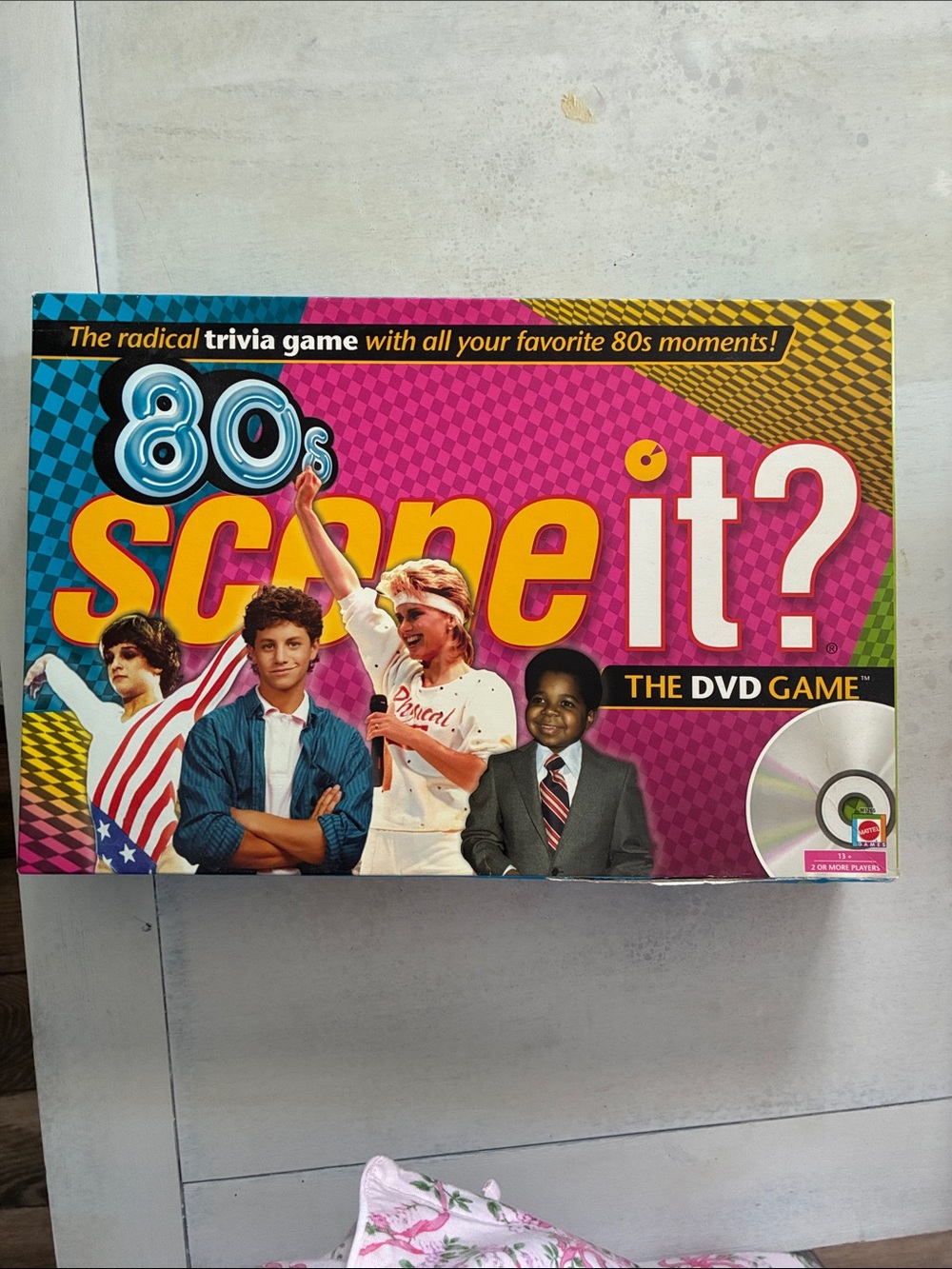 Mattel 80s Scene It? Game Box - Pink Yellow Blue Retro Art